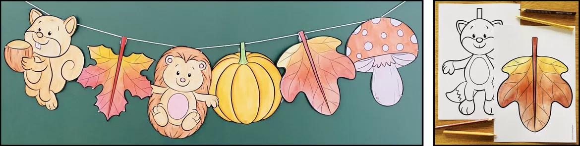 Bild in der Beschreibung des Unterrichtsmaterials Herbst - Girlande - Bastelprojekt von Unterrichtmitspass #1