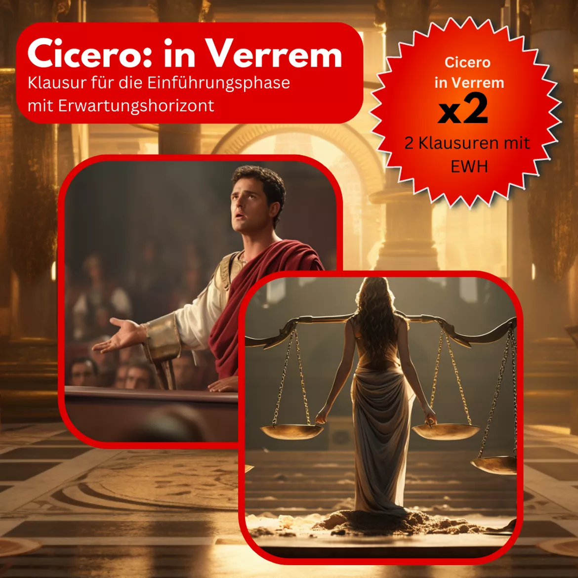 Bild in der Beschreibung des Unterrichtsmaterials Klassenarbeiten Klausuren Latein Cicero in Verrem (Materialpaket) von RepetitioDigitalis #1