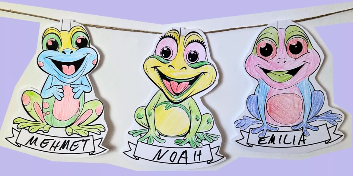 Bild in der Beschreibung des Unterrichtsmaterials Klassentier Girlande "Frosch" für die Froschklasse, zum Ausmalen von Philipp Weiser #1