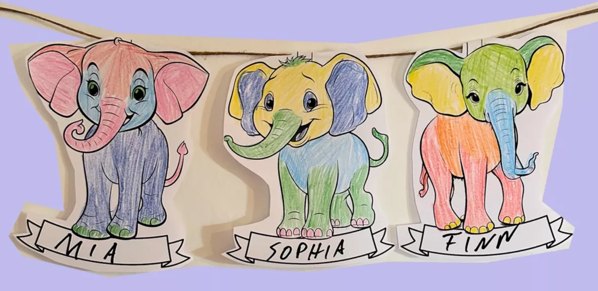 Bild in der Beschreibung des Unterrichtsmaterials Klassentier Girlande Elefant für die Elefantenklasse, zum Ausmalen von Philipp Weiser #1