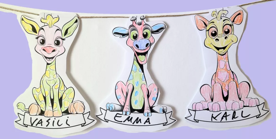 Bild in der Beschreibung des Unterrichtsmaterials Klassentier Girlande "Giraffe" für die Giraffenklasse, zum Ausmalen von Philipp Weiser #1