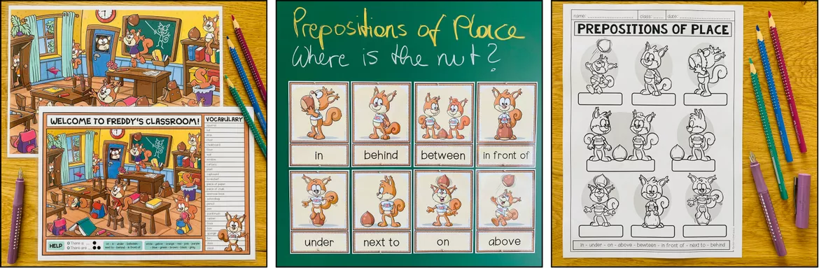 Bild in der Beschreibung des Unterrichtsmaterials PREPOSITIONS OF PLACE - Materialpaket von Unterrichtmitspass #1