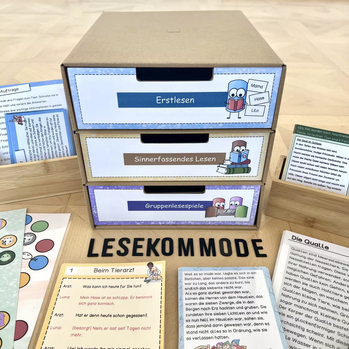 Bild in der Beschreibung des Unterrichtsmaterials XXL Materialpaket - Lesekommode Klasse 1-4 - von Tafelzauber #1