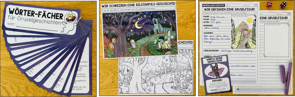 Bild in der Beschreibung des Unterrichtsmaterials Gruselgeschichten Klasse 4, 5, Geschichten schreiben, kreatives Schreiben, Schreibplan, Schreibanlässe, spannende Geschichten | Schreibwerkstatt Deutsch von Unterrichtmitspass #4