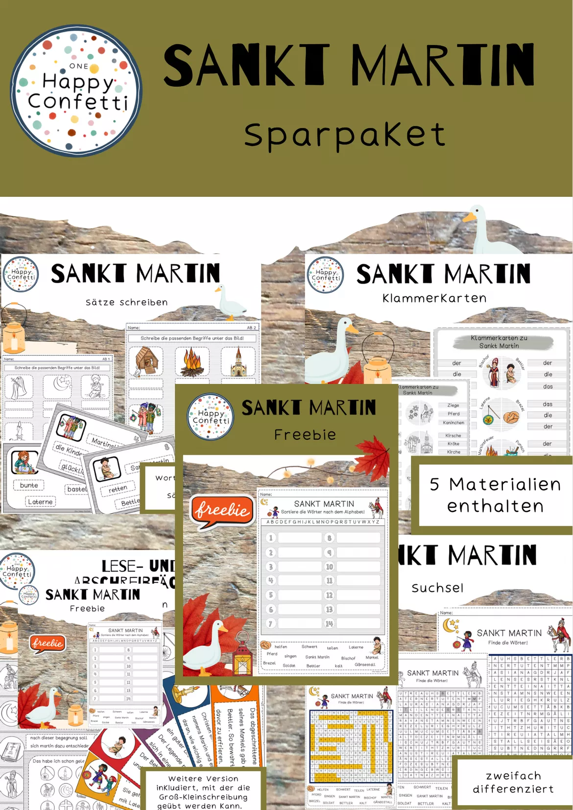 Bild in der Beschreibung des Unterrichtsmaterials Lese- und Abschreibfächer Sankt Martin von One Happy Confetti #1