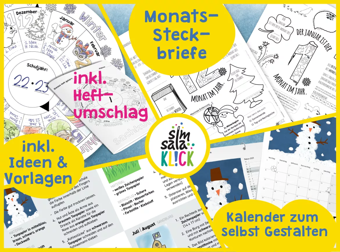 Bild in der Beschreibung des Unterrichtsmaterials Sparpaket: Der Jahreswechsel! Kalender, Jahreskreis, Steckbriefe, Freiarbeit, Poster von simsalaKLICK #2