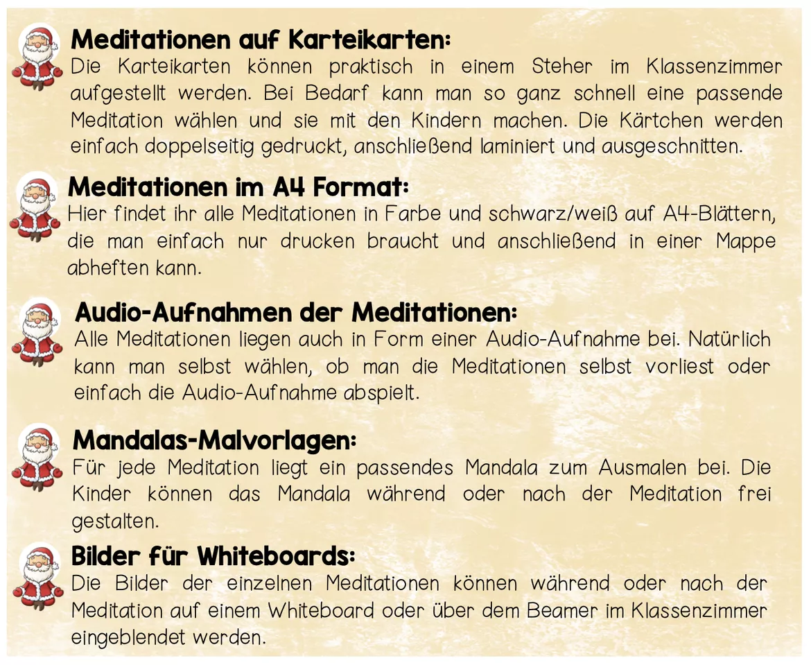 Bild in der Beschreibung des Unterrichtsmaterials WEIHNACHTS-MEDITATIONEN - 5 Mini-Meditationen für einen entspannten Schultag in der Weihnachtszeit (mit Audioaufnahmen) von Unterrichtmitspass #3