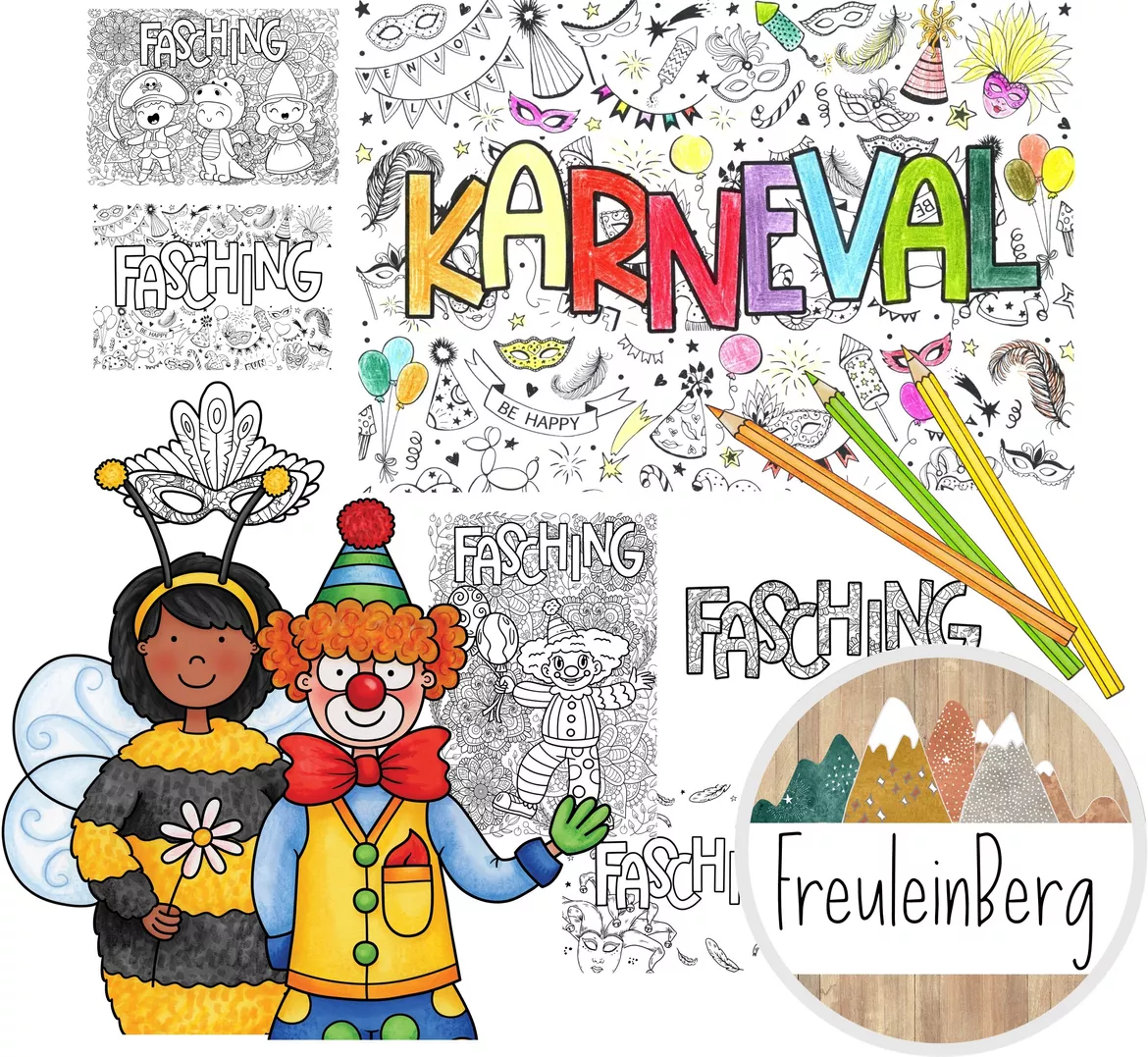Bild in der Beschreibung des Unterrichtsmaterials Ausmalbilder Karneval - Fasching von FreuleinBerg #1