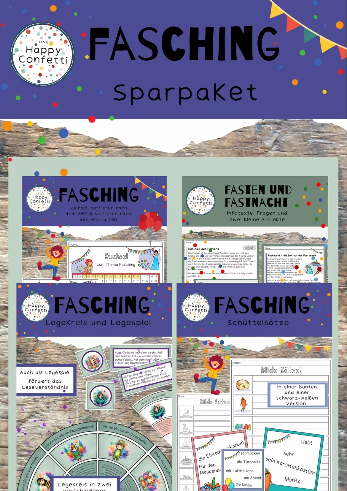 Bild in der Beschreibung des Unterrichtsmaterials Fasching Legekreis von One Happy Confetti #1