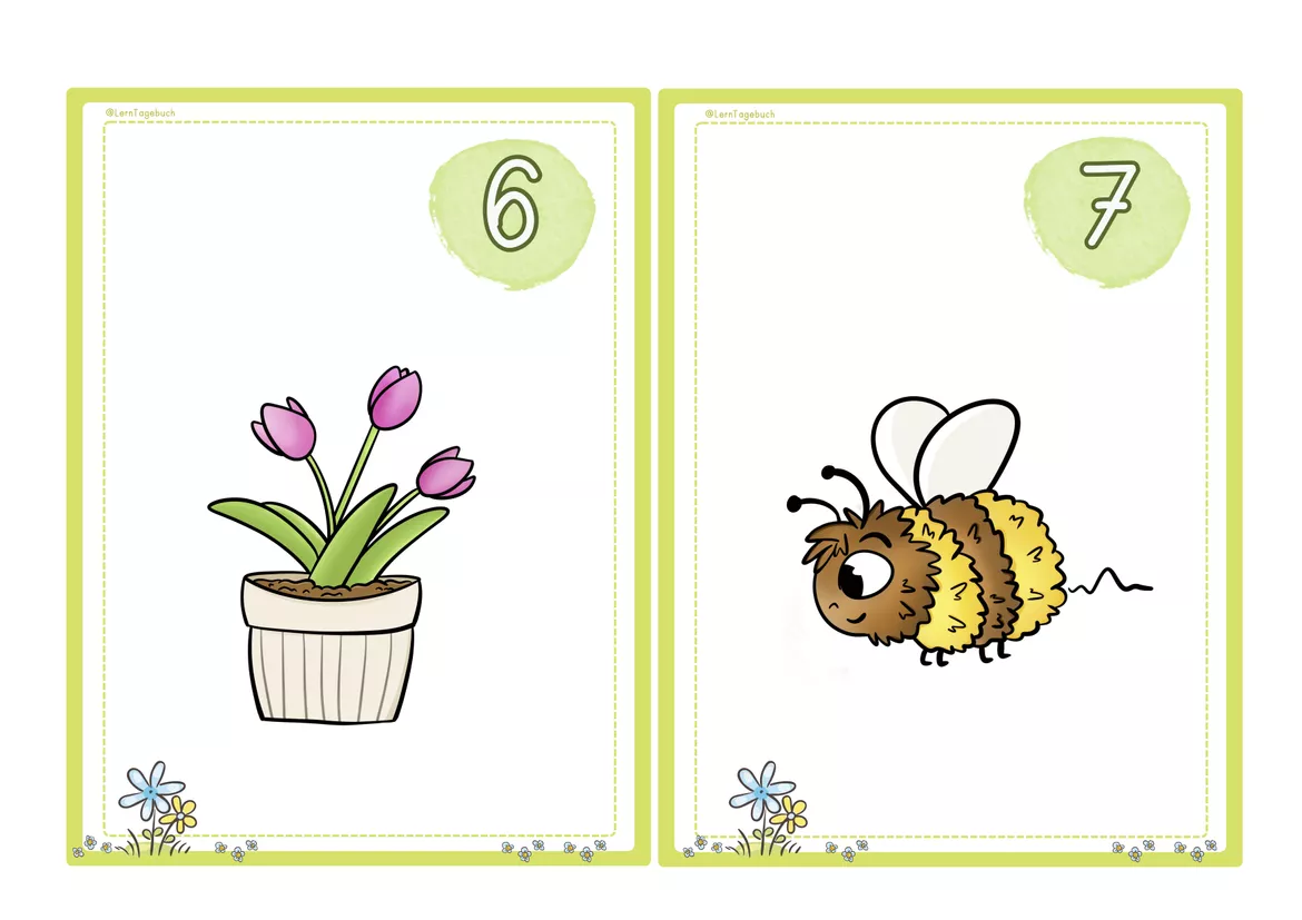 Bild in der Beschreibung des Unterrichtsmaterials 1. Klasse Mathe ZR 10, Rechenspaziergang Zahlenspaziergang Frühling Lerntheke von LernTagebuch #1