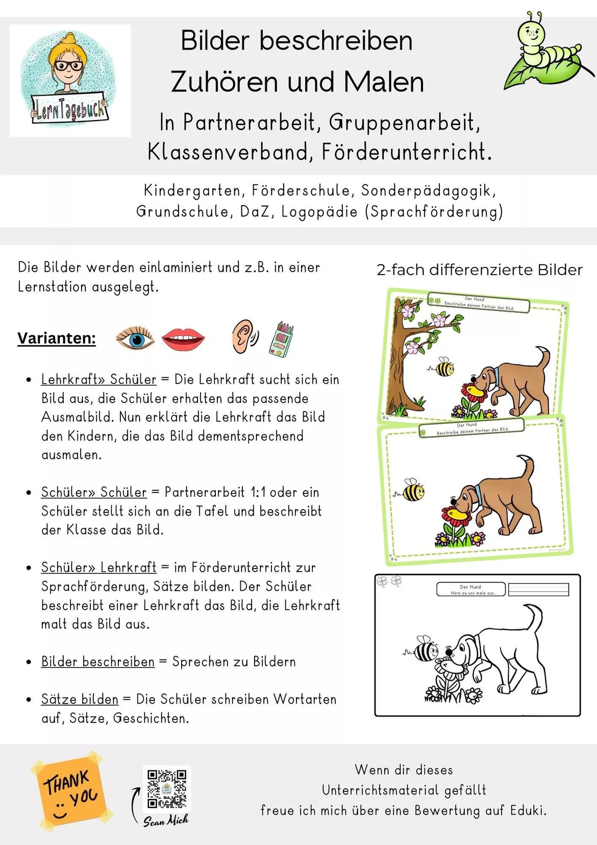 Bild in der Beschreibung des Unterrichtsmaterials Hörverstehen Ostern Partnerarbeit, Zuhören lernen und Malen, Bilder beschreiben,Grundschule, Kindergarten, DaZ von LernTagebuch #1