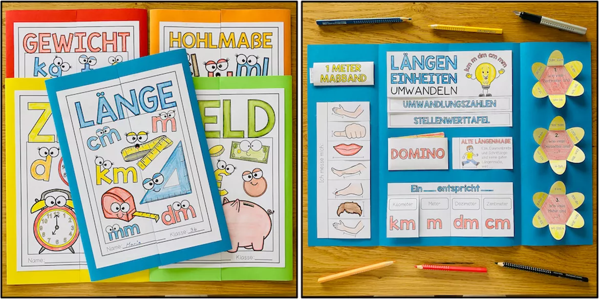 Bild in der Beschreibung des Unterrichtsmaterials Größen & Maßeinheiten – Lapbooks zu Länge, Gewicht, Zeit, Geld & Hohlmaßen | Klasse 4–5 von Unterrichtmitspass #1