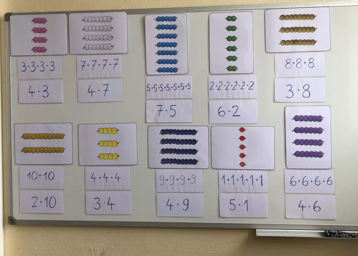 Bild in der Beschreibung des Unterrichtsmaterials Multiplikation: Einmaleins mit dem Montessori Perlenmaterial von Lehrerglück #3