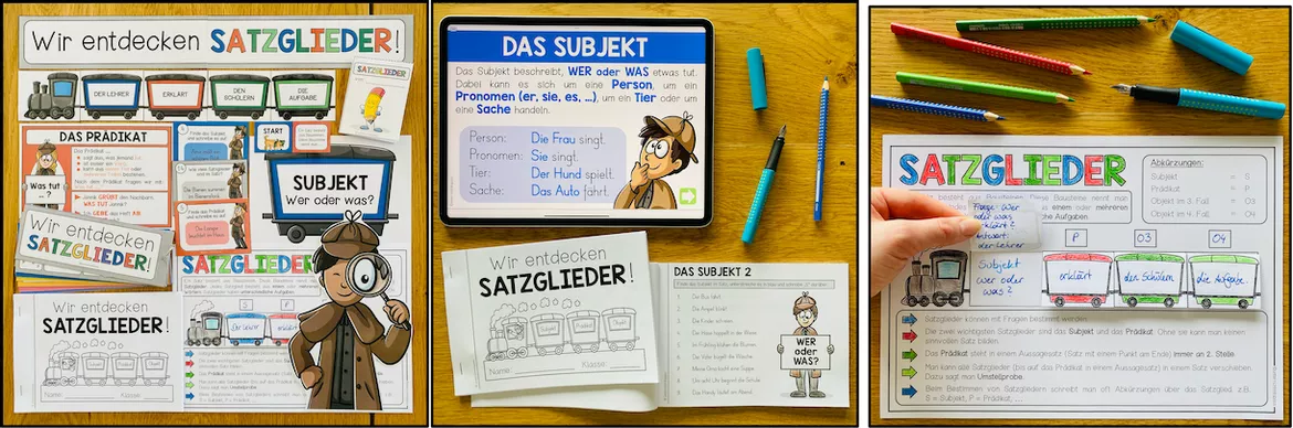 Bild in der Beschreibung des Unterrichtsmaterials Satzglieder Deutsch – Subjekt, Prädikat, Dativobjekt, Akkusativobjekt, Umstandsergänzungen, Umstellprobe | Arbeitsblätter, Lernspiele, Aufgabenkarten, Materialpaket 3., 4., 5., 6. Klasse, Grundschule, Sekundarstufe von Unterrichtmitspass #1