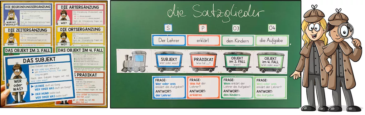 Bild in der Beschreibung des Unterrichtsmaterials Satzglieder Deutsch – Subjekt, Prädikat, Dativobjekt, Akkusativobjekt, Umstandsergänzungen, Umstellprobe | Arbeitsblätter, Lernspiele, Aufgabenkarten, Materialpaket 3., 4., 5., 6. Klasse, Grundschule, Sekundarstufe von Unterrichtmitspass #2