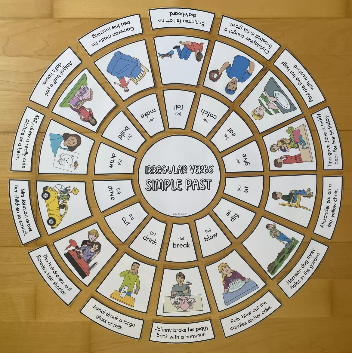 Bild in der Beschreibung des Unterrichtsmaterials Simple Past (Irregular Verbs) - Legekreis von Camilla