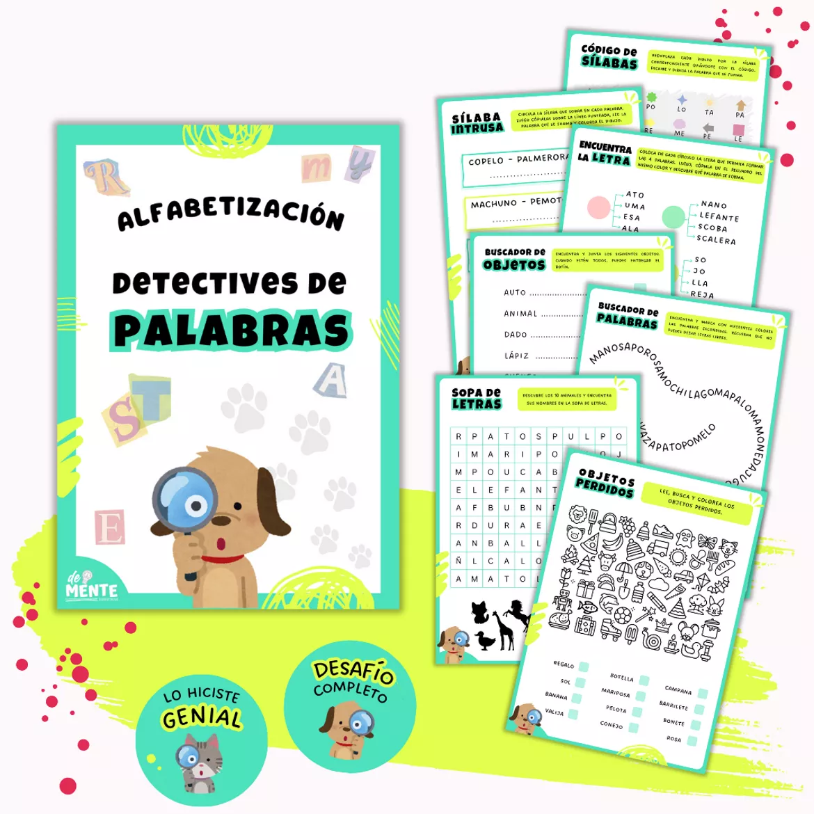 Bild in der Beschreibung des Unterrichtsmaterials Detectives de palabras. Juego de alfabetización von Gise psicopé #1