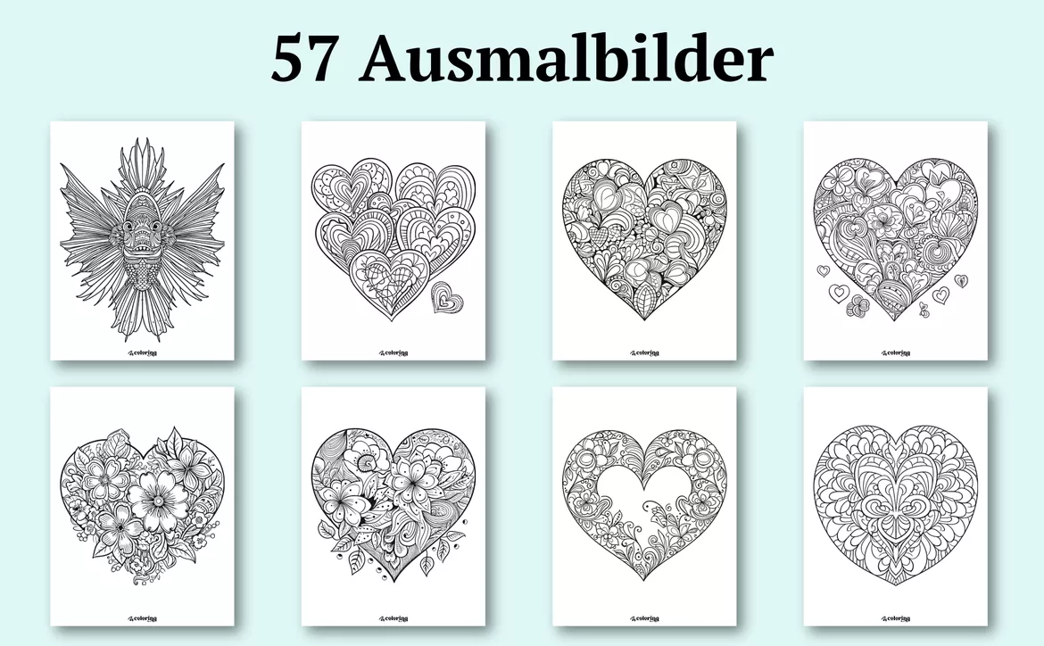 Bild in der Beschreibung des Unterrichtsmaterials Herzen Und Blumen ➜ Ausmalbilder (56 Malvorlagen) von colorinq #2