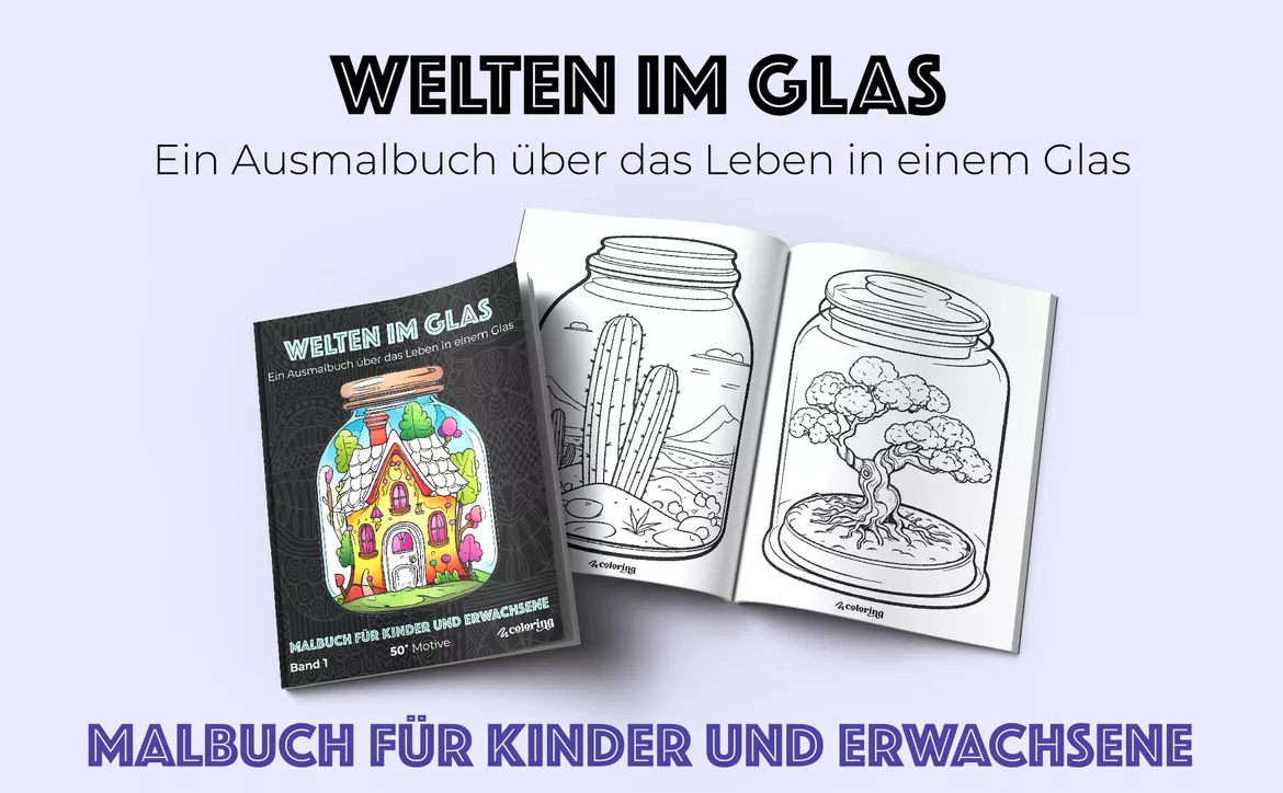 Bild in der Beschreibung des Unterrichtsmaterials Welten Im Glas ❤ Ausmalbilder (50 Malvorlagen) - Malbuch von colorinq #1