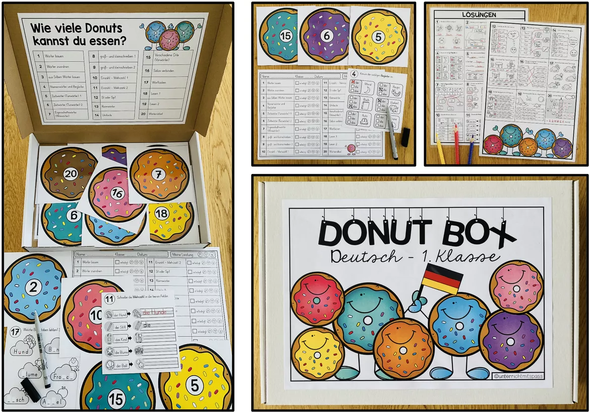 Bild in der Beschreibung des Unterrichtsmaterials DEUTSCH - DONUT BOX (1. Schulstufe) 20 Aufgabenkarten zum Jahresstoff von Unterrichtmitspass #2