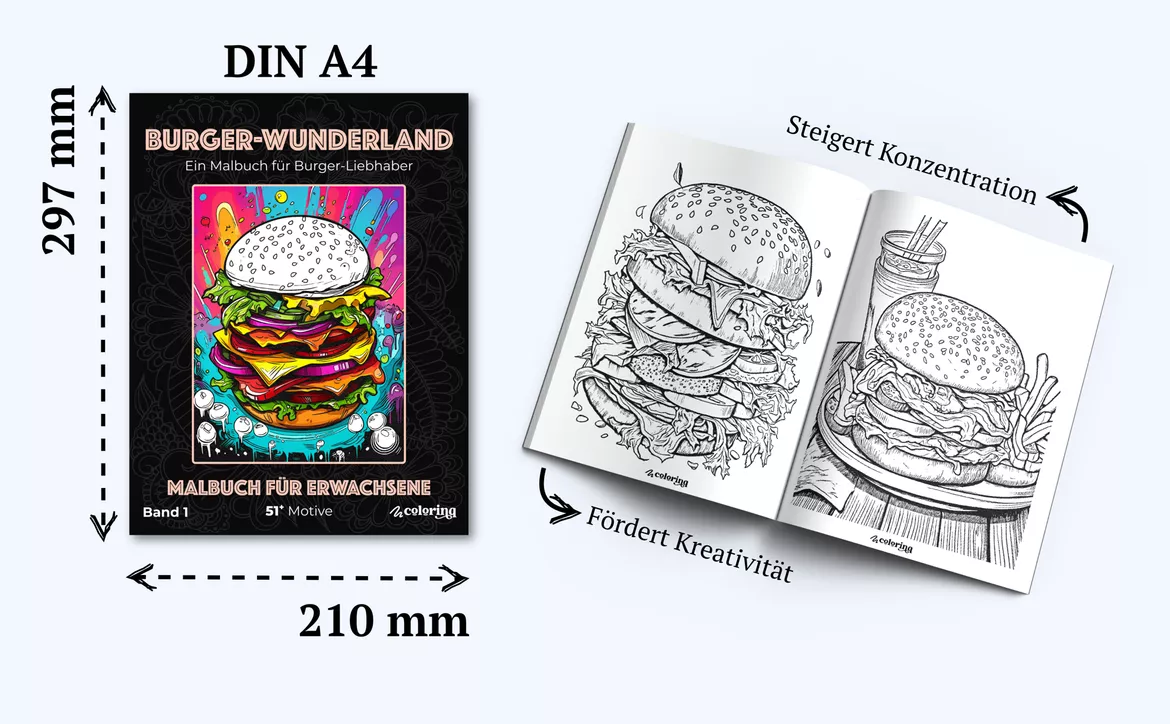 Bild in der Beschreibung des Unterrichtsmaterials Burger-Wunderland ❂ Ausmalbilder (51 Malvorlagen) - Burger von colorinq #3