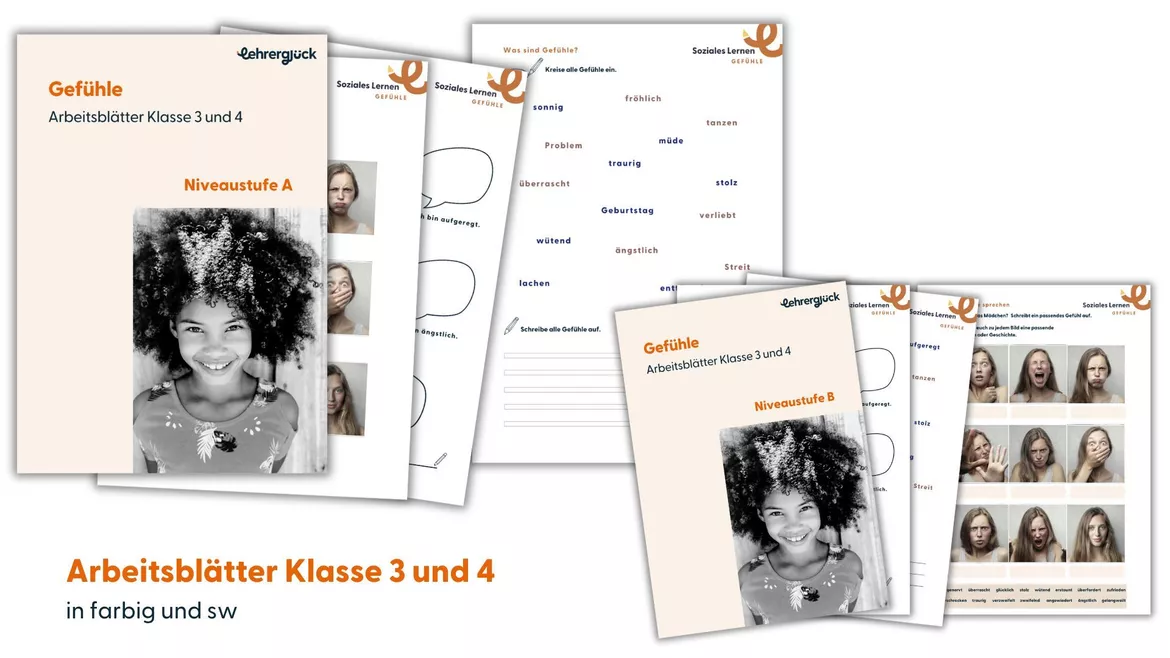 Bild in der Beschreibung des Unterrichtsmaterials Gefühle_Arbeitsblätter und Kartensets (Klasse 1-4) von Lehrerglück #2