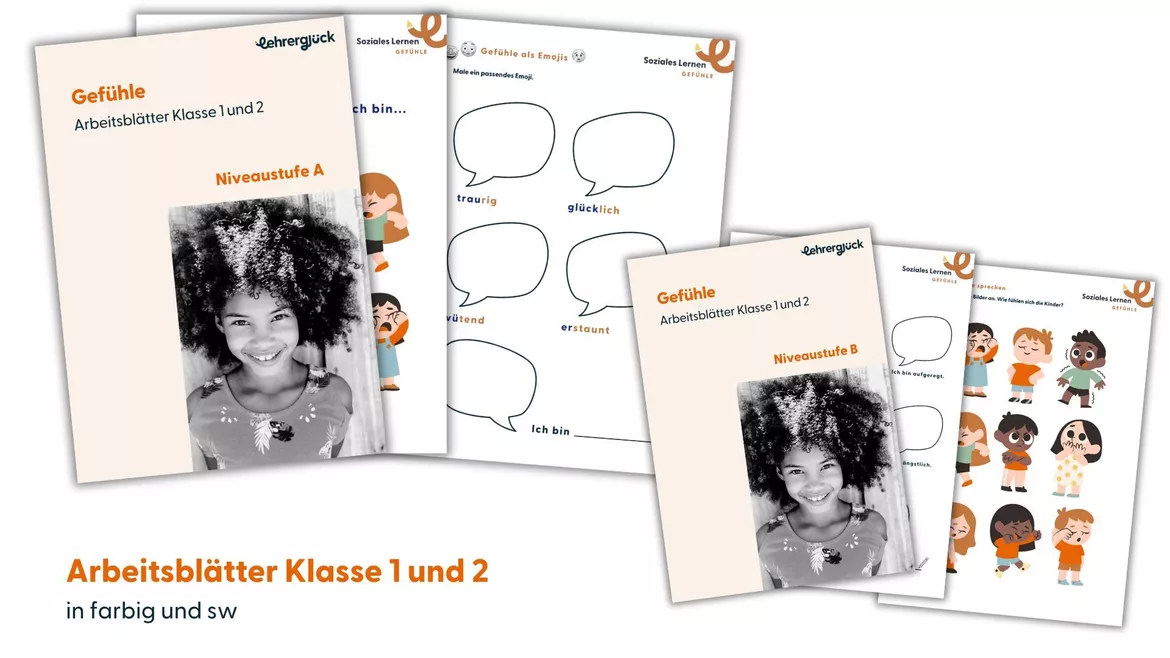 Bild in der Beschreibung des Unterrichtsmaterials Gefühle_Arbeitsblätter und Kartensets (Klasse 1-4) von Lehrerglück #1