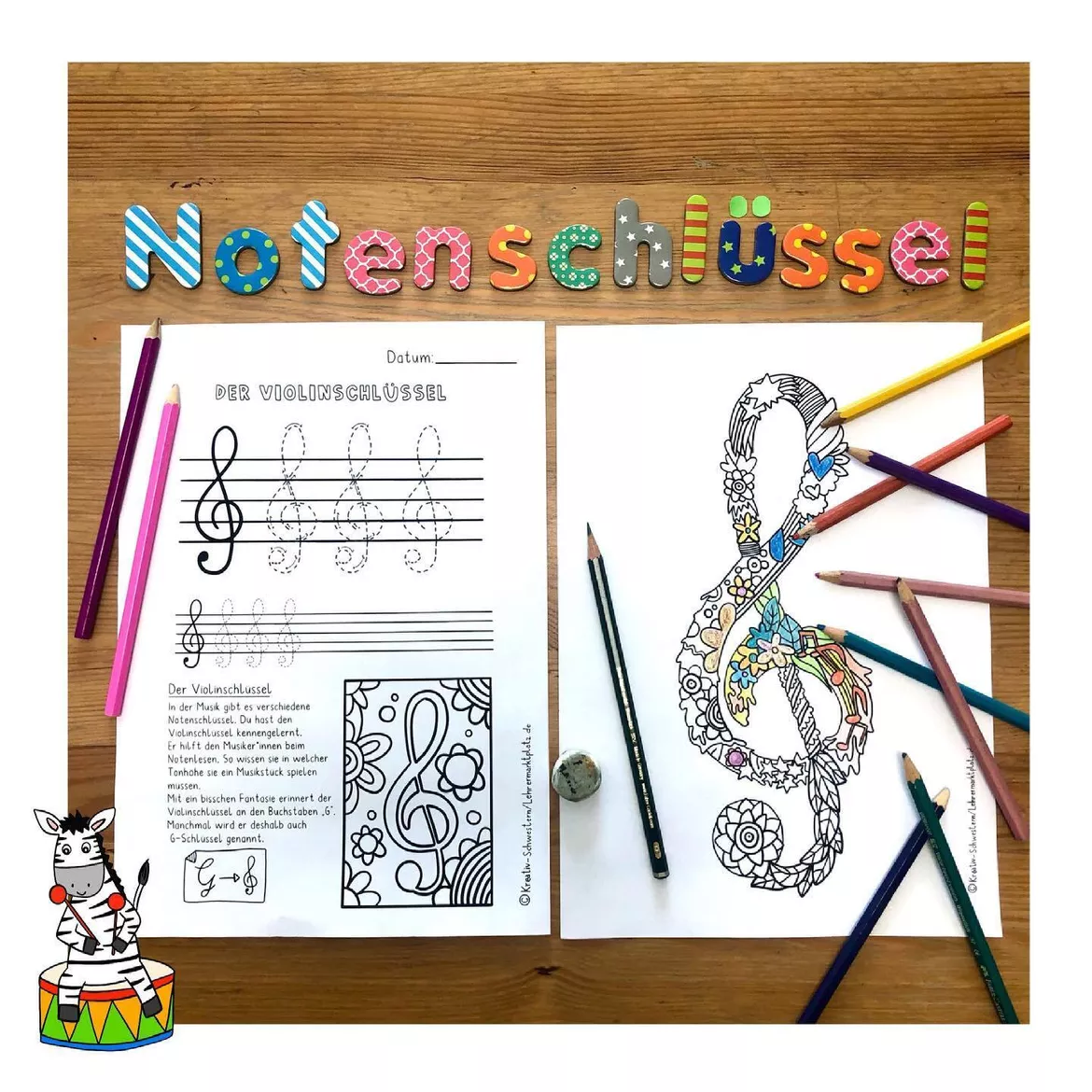 Bild in der Beschreibung des Unterrichtsmaterials Musik in der Grundschule, Notenschlüssel, Violinschlüssel von Kreativ-Schwestern #1