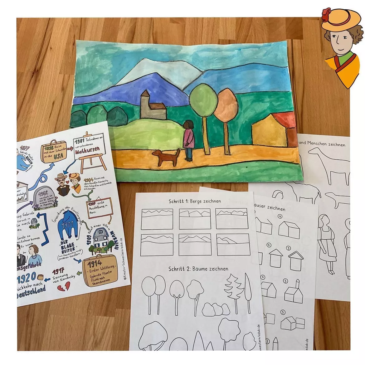 Bild in der Beschreibung des Unterrichtsmaterials Gabriele Münter im Kunstunterricht, Künstlerin, Kunst in der Grundschule von Kreativ-Schwestern #1