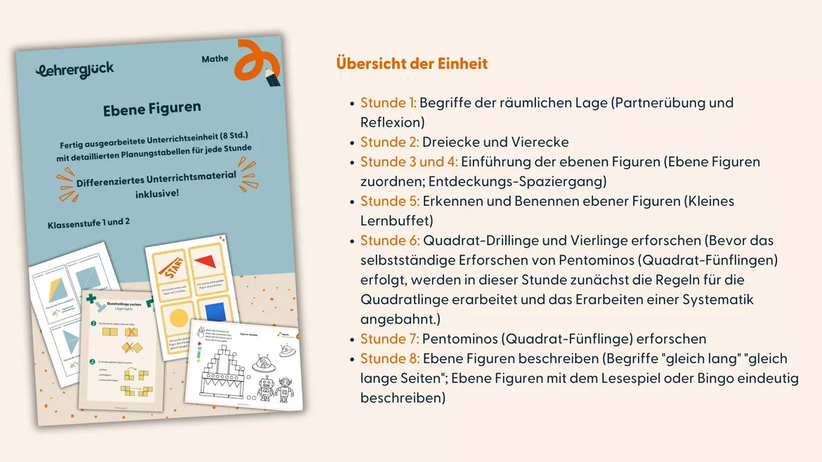 Bild in der Beschreibung des Unterrichtsmaterials Materialpaket Geometrie | Klasse 1 und 2 von Lehrerglück #3