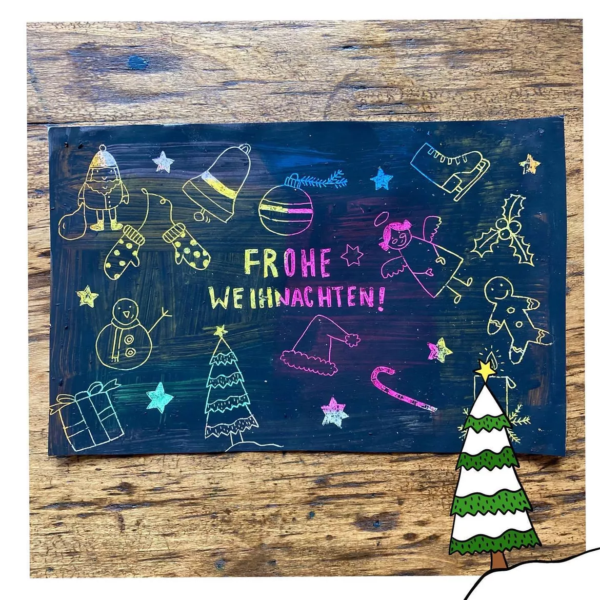 Bild in der Beschreibung des Unterrichtsmaterials Kunst Winter Kratzbilder, Kratzbilder Weihnachten Grundschule von Kreativ-Schwestern #1