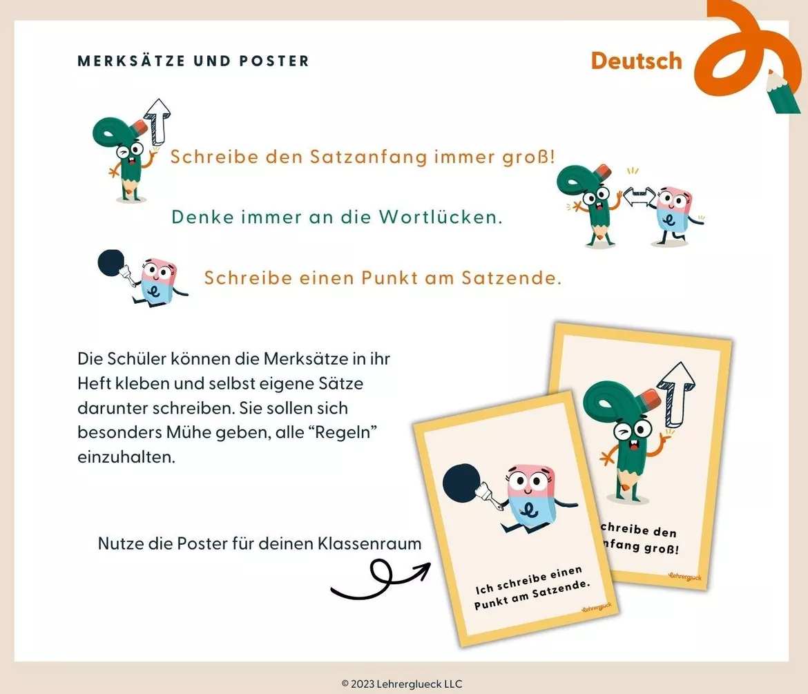 Bild in der Beschreibung des Unterrichtsmaterials Sätze schreiben- Anfang und Ende von Sätzen sichtbar machen von Lehrerglück #2