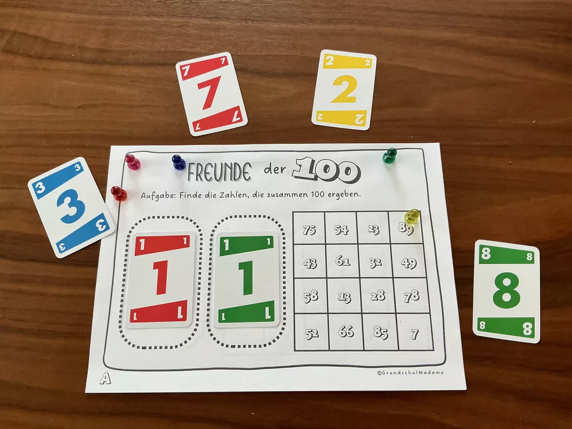 Bild in der Beschreibung des Unterrichtsmaterials Mathe mit Spielkarten// Klasse 1 und 2 von GrundschulMadame #1