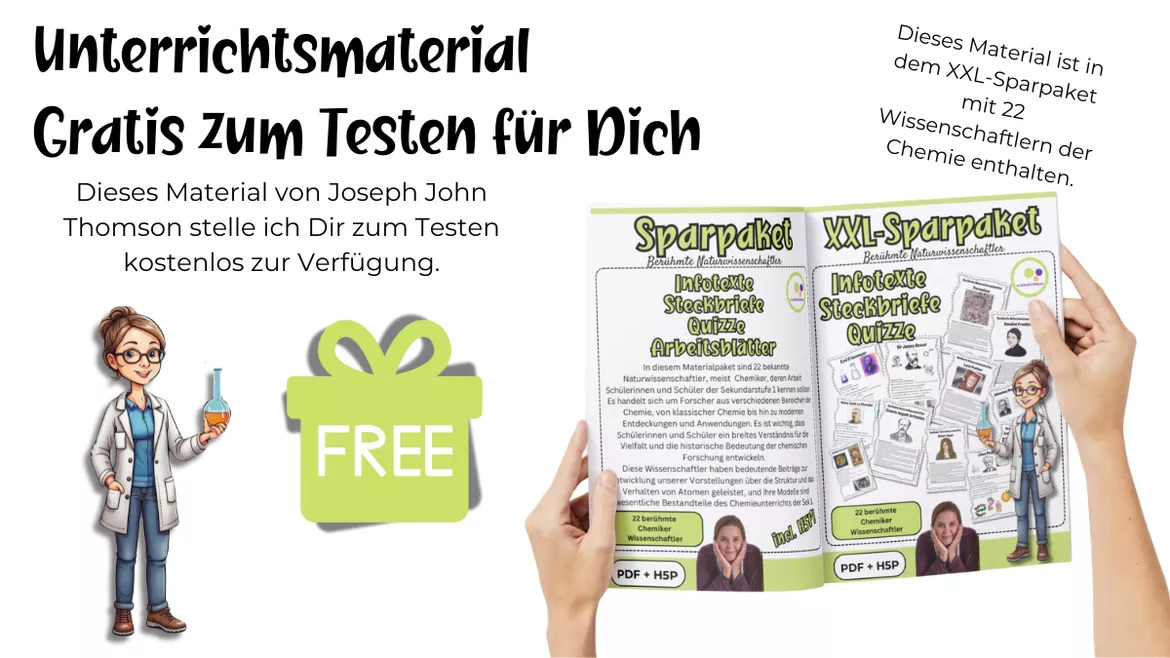 Bild in der Beschreibung des Unterrichtsmaterials Chemie | Joseph John Thomson | PDF + H5P von Lernfitness #1