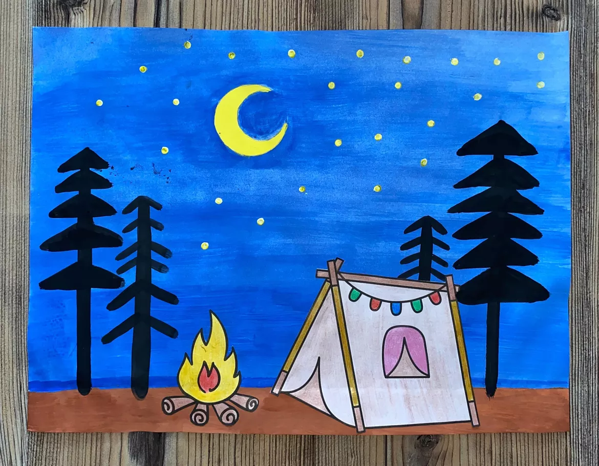 Bild in der Beschreibung des Unterrichtsmaterials Kunst im Sommer: Sternenhimmel im Sommercamp von Lernperle #3
