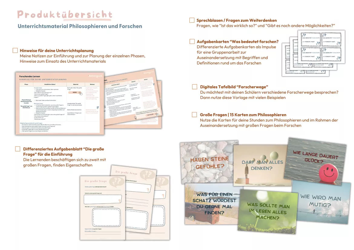 Bild in der Beschreibung des Unterrichtsmaterials Materialpaket "Philosophieren und Forschen in der Grundschule" (Klasse 1-6) von Lehrerglück #2