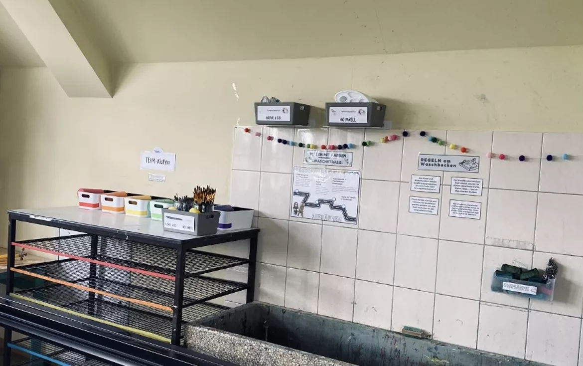 Bild in der Beschreibung des Unterrichtsmaterials Waschstraße im Kunstraum (Regeln am Waschbecken) von fraulohrengel #1