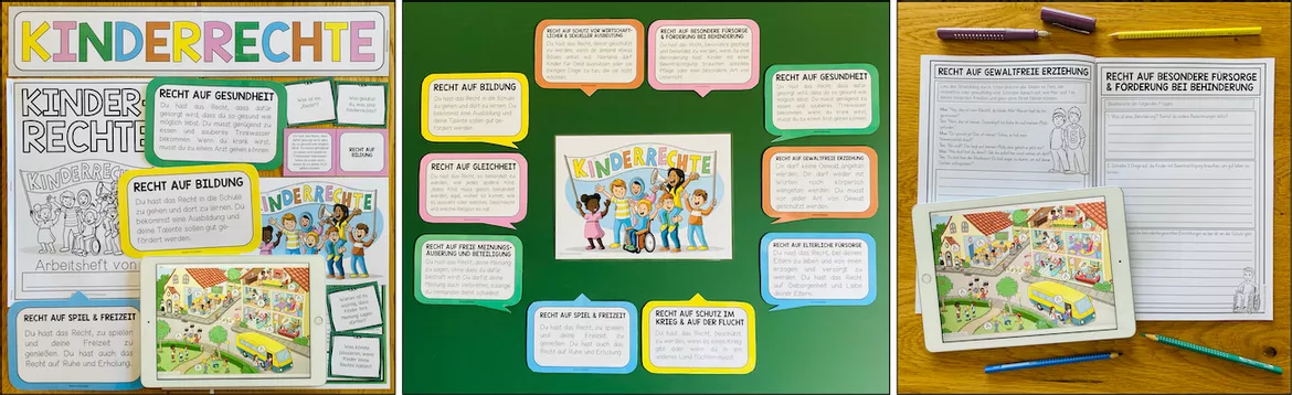 Bild in der Beschreibung des Unterrichtsmaterials Kinderrechte – Sachunterricht, Rechte der Kinder, UN-Kinderrechtskonvention, Kinderrechte Unterricht, Klasse 3, 4, 5, Arbeitsblätter, Wissenskarten | Materialpaket von Unterrichtmitspass #1