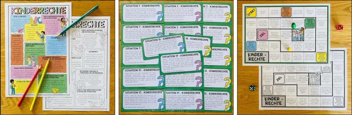 Bild in der Beschreibung des Unterrichtsmaterials Kinderrechte – Sachunterricht, Rechte der Kinder, UN-Kinderrechtskonvention, Kinderrechte Unterricht, Klasse 3, 4, 5, Arbeitsblätter, Wissenskarten | Materialpaket von Unterrichtmitspass #2