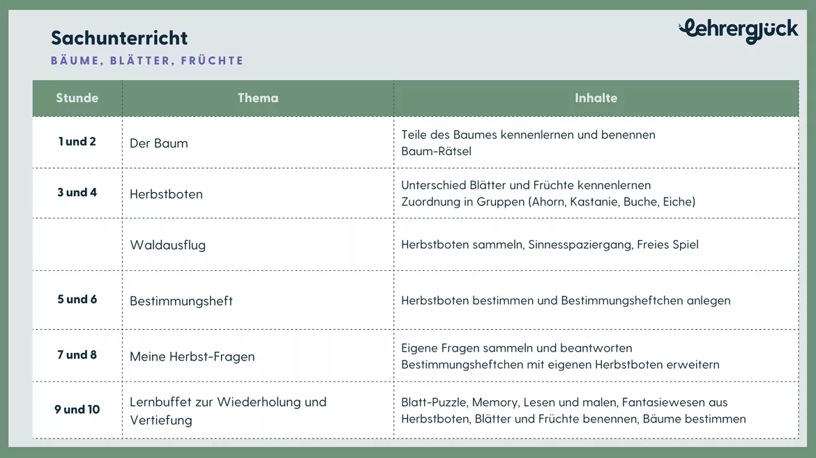 Bild in der Beschreibung des Unterrichtsmaterials Unterrichtseinheit Herbst | Bäume, Blätter, Früchte von Lehrerglück #1