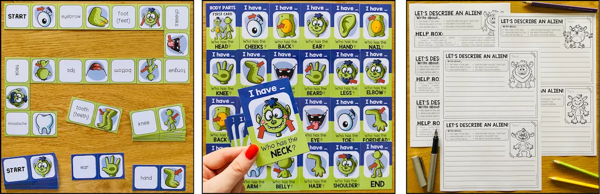 Bild in der Beschreibung des Unterrichtsmaterials Body Parts / Körperteile – Englisch, Materialpaket, Vocabulary, Wortschatz, Vokabeln, Körperteile Englisch, Bildkarten, Picture Cards, Arbeitsblatt, Übungen, Spiele | Englischunterricht, Klasse 3, 4, 5, Grundschule, Sekundarstufe von Unterrichtmitspass #5