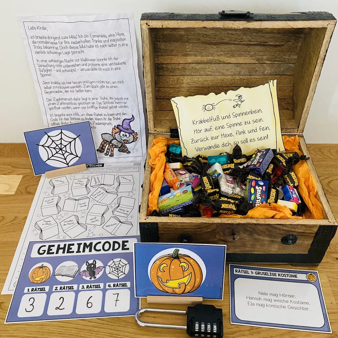 Bild in der Beschreibung des Unterrichtsmaterials Halloween Escape Room Deutsch – Leseverständnis, Rechtschreibung und Grammatik | 4.–5. Schulstufe von Unterrichtmitspass #2