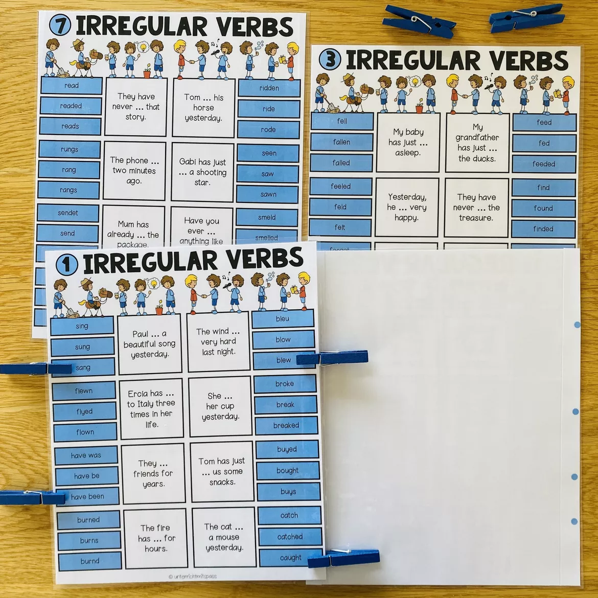 Bild in der Beschreibung des Unterrichtsmaterials IRREGLUAR VERBS - Clip Cards von MyTeachingFactory #1