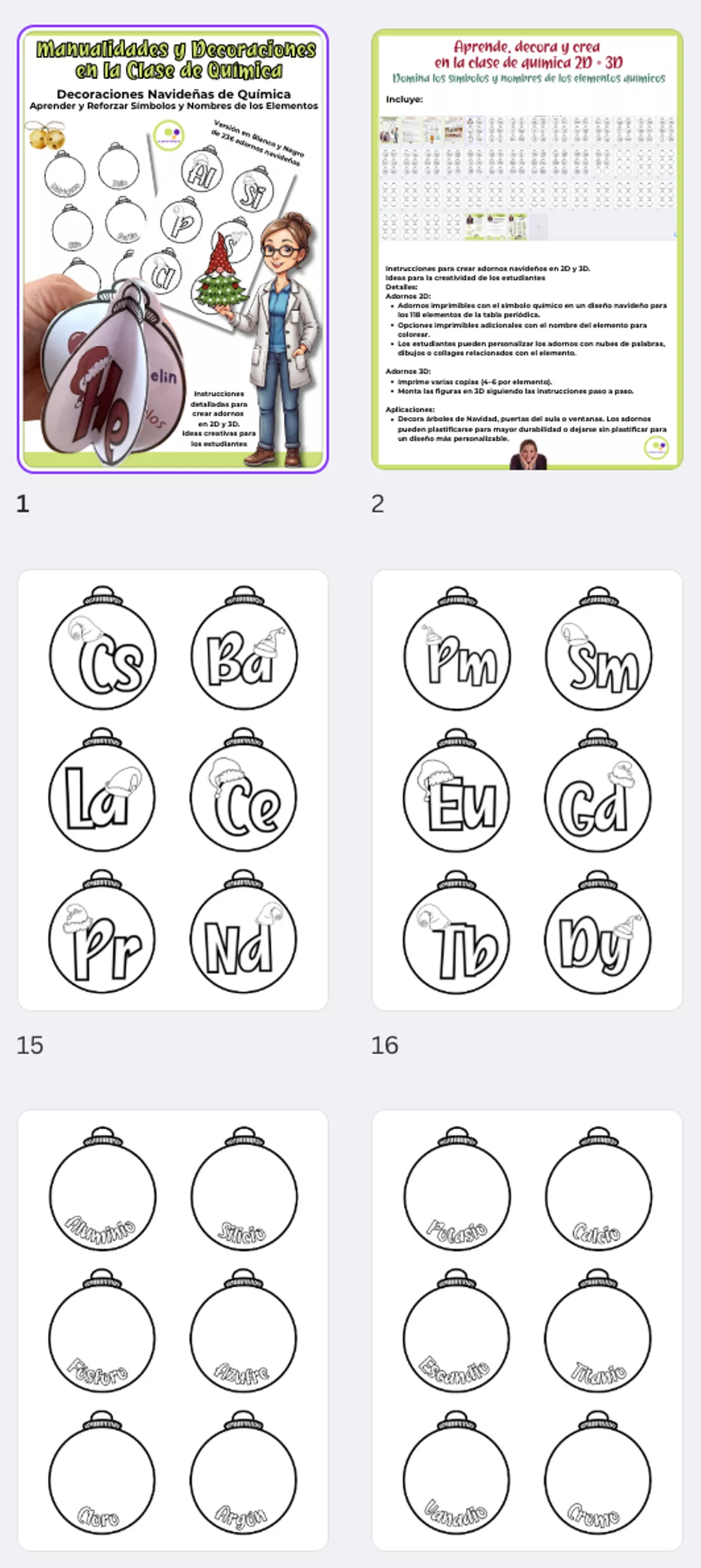 Bild in der Beschreibung des Unterrichtsmaterials Navidad: Manualidades y Decoraciones en la Clase de Química von Lernfitness #1