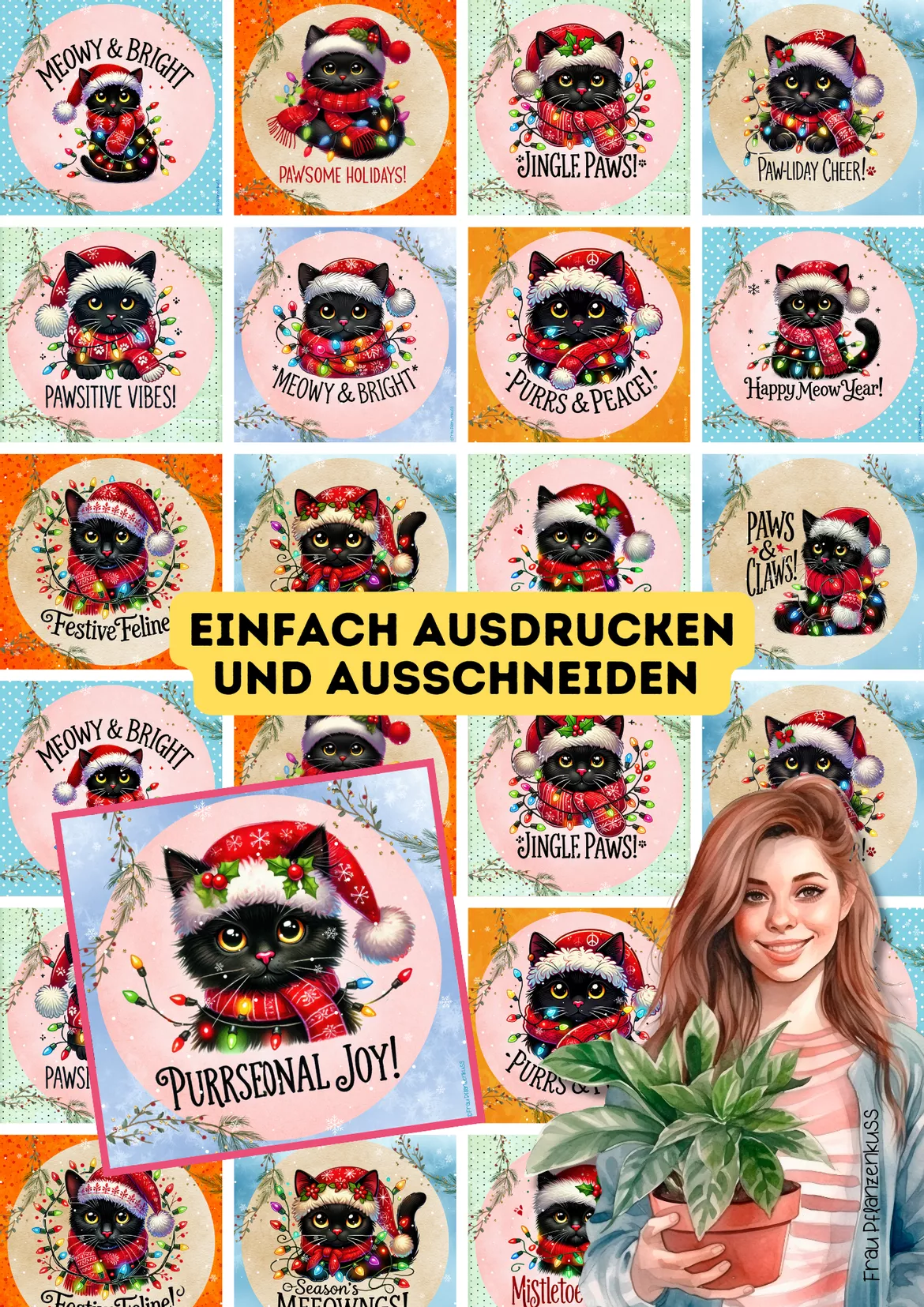 Bild in der Beschreibung des Unterrichtsmaterials English Quotes Black Christmas Cats Weihnachtsgrüße Sprüche von Frau Pflanzenkuss #1