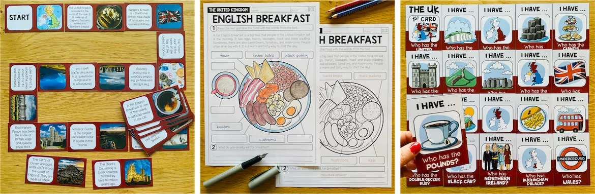 Bild in der Beschreibung des Unterrichtsmaterials United Kingdom / UK / England / Vereinigtes Königreich – Englisch, Landeskunde, Materialpaket, Kultur, Sehenswürdigkeiten, Geschichte, Geografie, Reading, Vocabulary, Wortschatz | Unterrichtseinheit, Klasse 5, 6, 7, 8, Sekundarstufe von Unterrichtmitspass #5