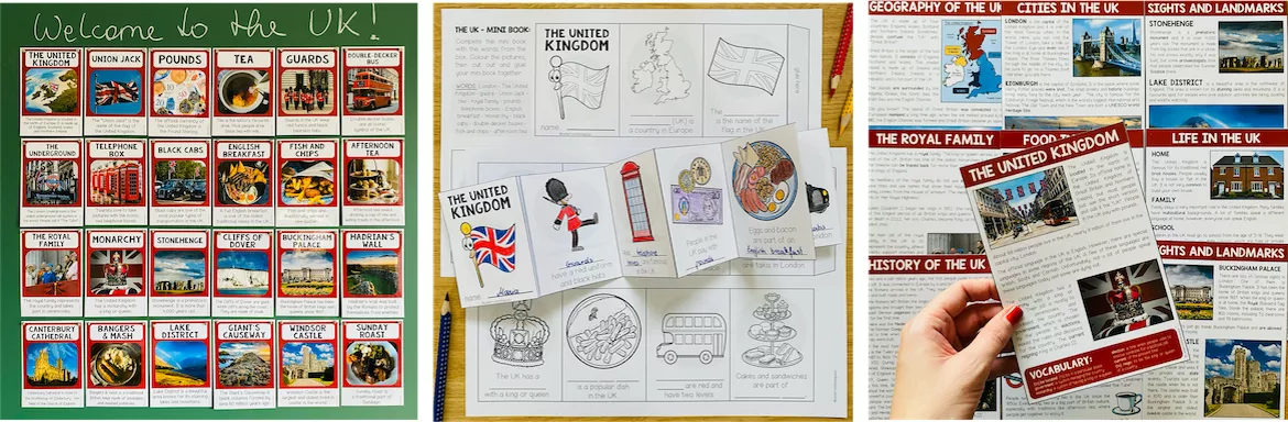 Bild in der Beschreibung des Unterrichtsmaterials United Kingdom / UK / England / Vereinigtes Königreich – Englisch, Landeskunde, Materialpaket, Kultur, Sehenswürdigkeiten, Geschichte, Geografie, Reading, Vocabulary, Wortschatz | Unterrichtseinheit, Klasse 5, 6, 7, 8, Sekundarstufe von Unterrichtmitspass #2
