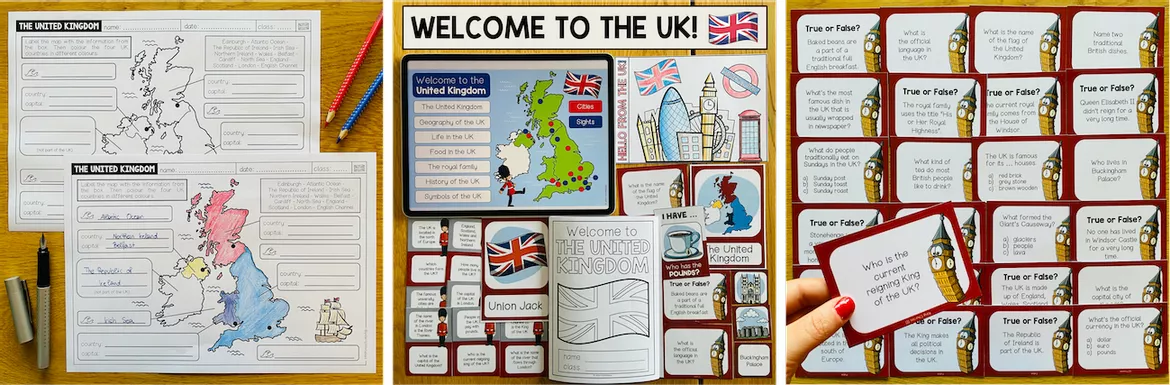Bild in der Beschreibung des Unterrichtsmaterials United Kingdom / UK / England / Vereinigtes Königreich – Englisch, Landeskunde, Materialpaket, Kultur, Sehenswürdigkeiten, Geschichte, Geografie, Reading, Vocabulary, Wortschatz | Unterrichtseinheit, Klasse 5, 6, 7, 8, Sekundarstufe von Unterrichtmitspass #3