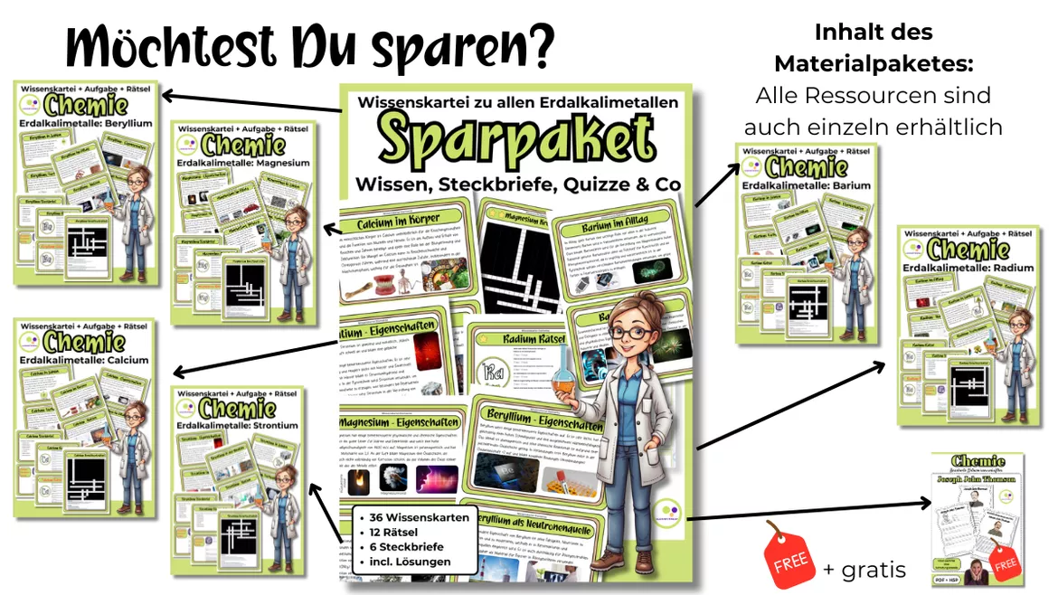 Bild in der Beschreibung des Unterrichtsmaterials Erdalkalimetalle: Beryllium Wissenskartei Steckbrief Quizze von Lernfitness #2