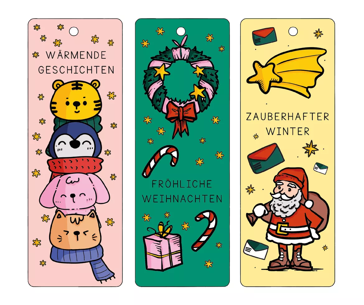 Bild in der Beschreibung des Unterrichtsmaterials Lesezeichen Winter und Weihnachten zum ausmalen 🎄❄️| Bastelvorlage von Die klugen Rabauken #1
